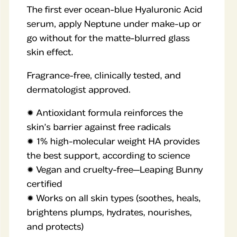 Luna Nectar Neptune Blur & Hydrate Hyaluronic Acid Facial Serum 1oz NEW - Picture 8 of 9